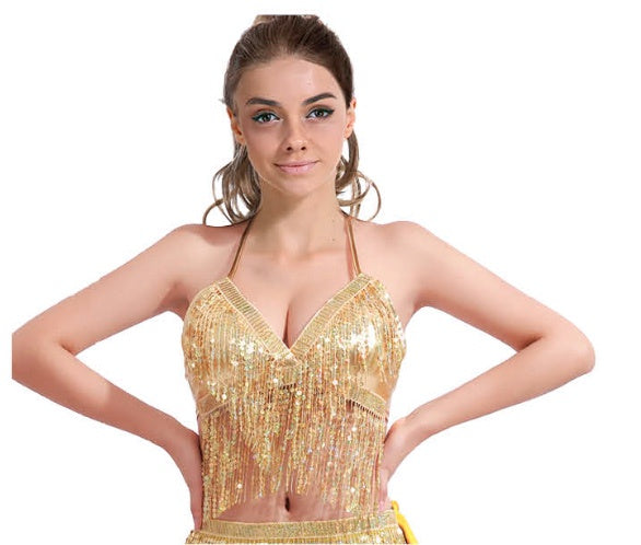 Sequin Fringe Top (Gold)